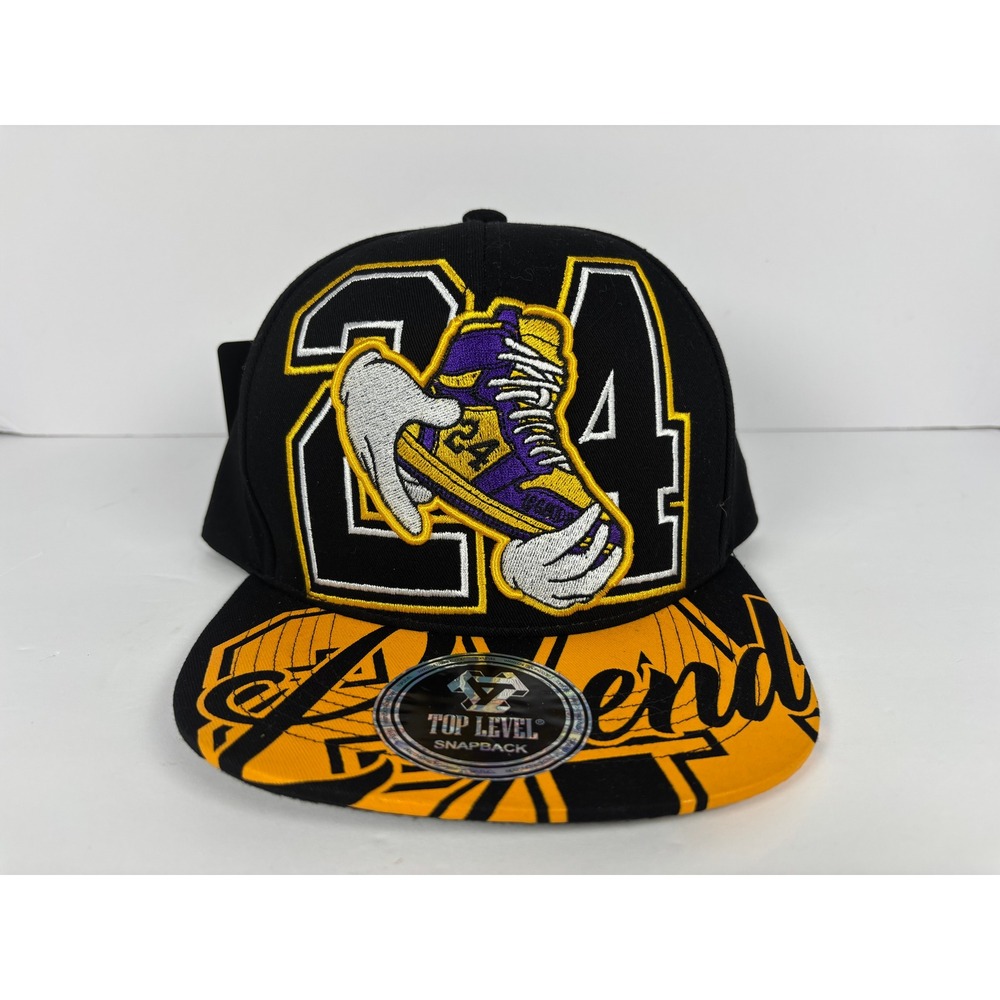 Top Level Snapback Hat Legend 24 Basketball Sneaker Black Yellow Purple Gold NEW